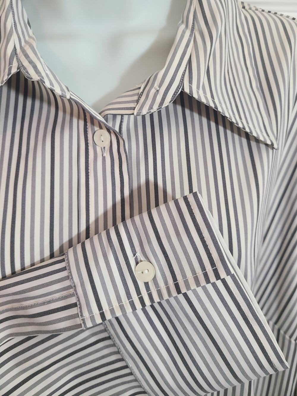 Venezia Jeans Lane Bryant Striped Button Down Shirt 18/20 Plus Size Stretch